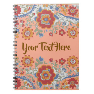 Aangepaste tekst Persoonlijke bloemrijke vintage B Notitieboek