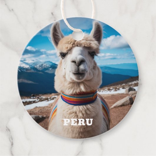 Aangepaste tekst Peru Llama Bedankjes Labels (Voorkant)