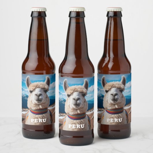 Aangepaste tekst Peru Llama Bier Etiket (Flessen)