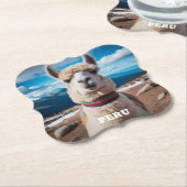 Aangepaste tekst Peru Llama Kartonnen Onderzetters (Gekanteld)