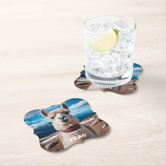 Aangepaste tekst Peru Llama Kartonnen Onderzetters (Insitu)