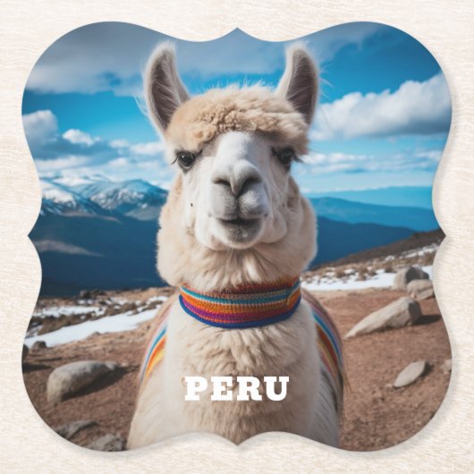 Aangepaste tekst Peru Llama Kartonnen Onderzetters (Voorkant)