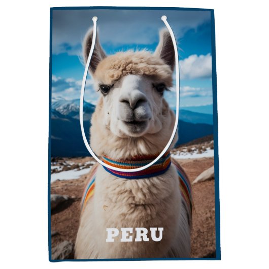 Aangepaste tekst Peru Llama Medium Cadeauzakje (Voorkant)