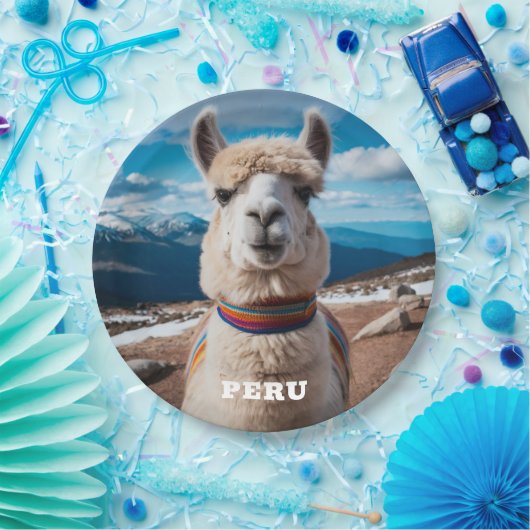 Aangepaste tekst Peru Llama Papieren Bordje (Feest)