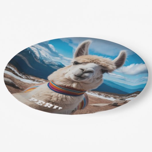Aangepaste tekst Peru Llama Papieren Bordje (Gekanteld)
