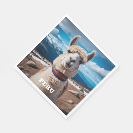 Aangepaste tekst Peru Llama Servet (Hoek)