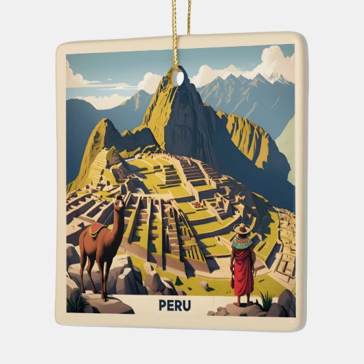 Aangepaste tekst Peru Machu Picchu Keramisch Ornament (Links)