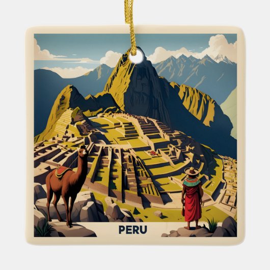 Aangepaste tekst Peru Machu Picchu Keramisch Ornament (Voorkant)