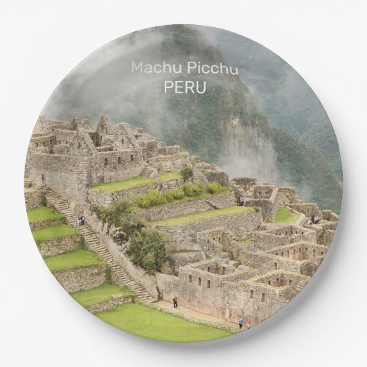 Aangepaste tekst Peru Machu Picchu Papieren Bordje (Voorkant)