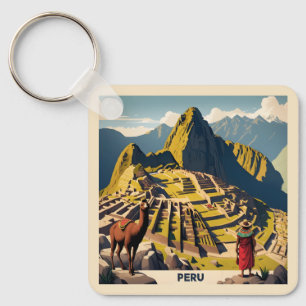 Aangepaste tekst Peru Machu Picchu Sleutelhanger