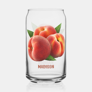 Aangepaste tekst perziken blikvorm glas