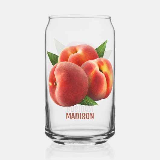 Aangepaste tekst perziken blikvorm glas (Voorkant)