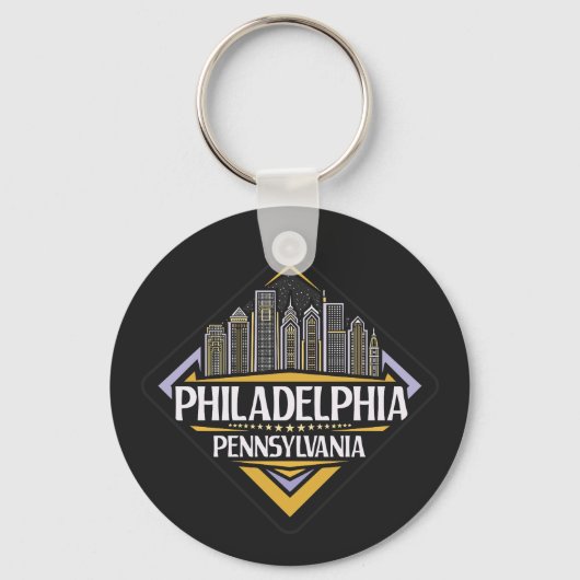 Aangepaste tekst Philadelphia Pennsylvania Sleutelhanger (Voorkant)