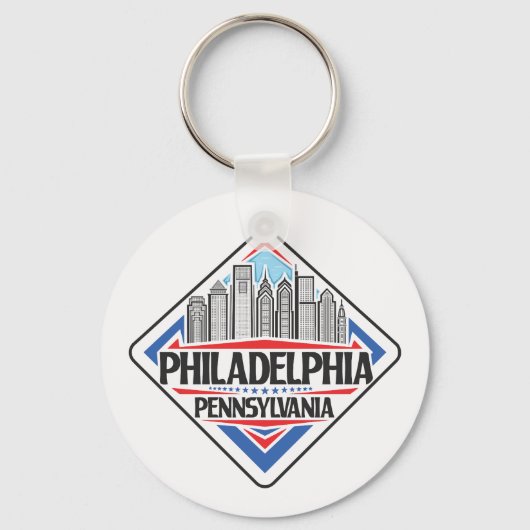 Aangepaste tekst Philadelphia Pennsylvania Sleutelhanger (Voorkant)
