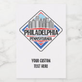Aangepaste tekst Philadelphia Pennsylvania Voedselcontainer Etiket (Enkel label)