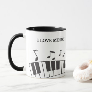 Aangepaste tekst Piano Toetsenbord Notities Mok