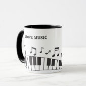 Aangepaste tekst Piano Toetsenbord Notities Mok (Voorkant links)