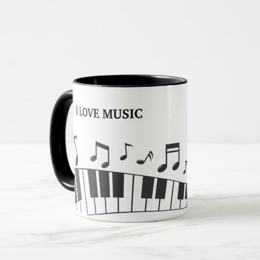 Aangepaste tekst Piano Toetsenbord Notities Mok (Voorkant links)