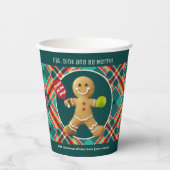Aangepaste tekst Pickleball Gingerbread Chee Papieren Bekers (Voorkant)