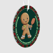 Aangepaste tekst, Pickleball Gingerbread Cheer Ornament (voorkant)