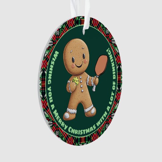 Aangepaste tekst, Pickleball Gingerbread Cheer Ornament (voorkant)
