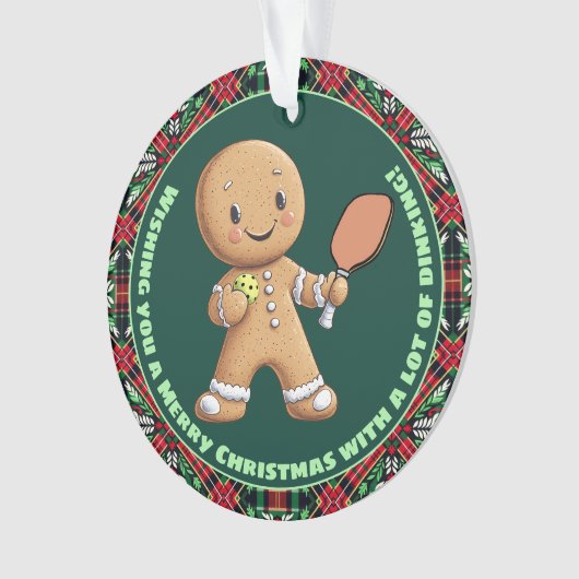 Aangepaste tekst, Pickleball Gingerbread Cheer Ornament (voorkant)