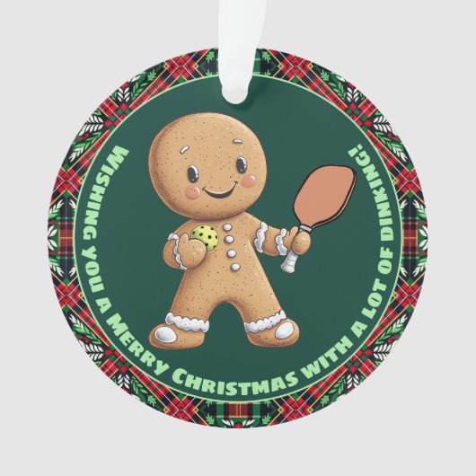 Aangepaste tekst, Pickleball Gingerbread Cheer Ornament (voorkant)