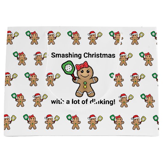 Aangepaste tekst Pickleball Gingerbrood Groot Cadeauzakje (Voorkant)