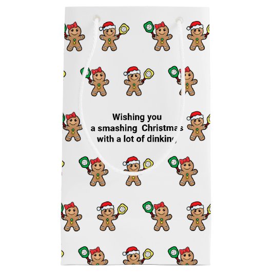Aangepaste tekst Pickleball Gingerbrood mensen Kle Klein Cadeauzakje (Voorkant)
