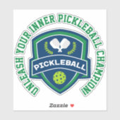 Aangepaste tekst Pickleball groen en blauw Sticker (Vel)