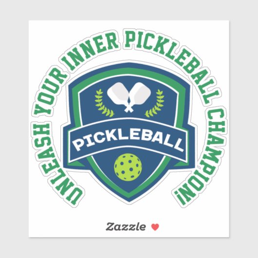 Aangepaste tekst Pickleball groen en blauw Sticker (Vel)