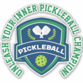 Aangepaste tekst Pickleball groen en blauw Sticker (Voorkant)