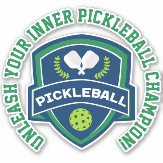 Aangepaste tekst Pickleball groen en blauw Sticker (Voorkant)