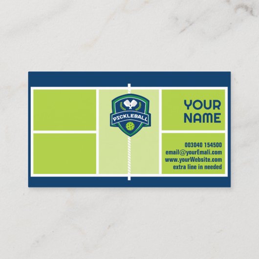 Aangepaste tekst Pickleball groen en blauw Visitekaartje (Achterkant)
