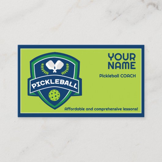 Aangepaste tekst Pickleball groen en blauw Visitekaartje (Voorkant)