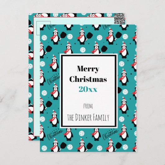 🐧 aangepaste tekst 🐧 Pickleball Merry 🎁 Briefkaart (Voorkant / Achterkant)