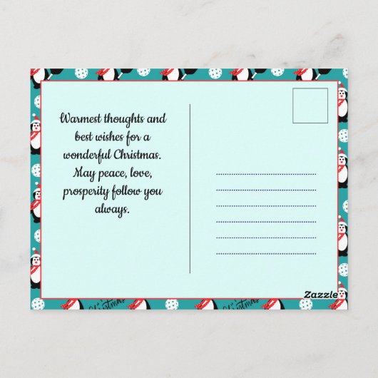 🐧 aangepaste tekst 🐧 Pickleball Merry 🎁 Briefkaart (Achterkant)