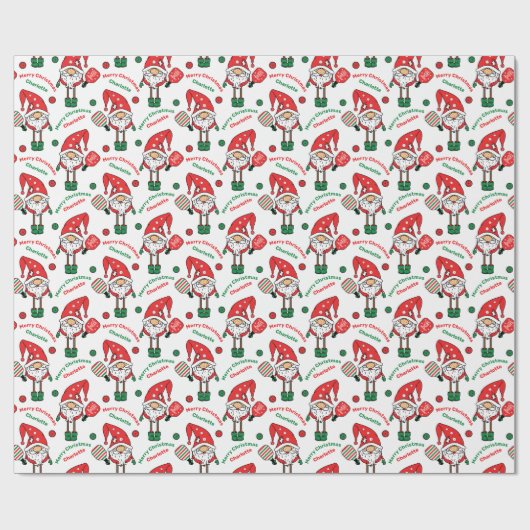 Aangepaste tekst Pickleball Merry KerstmisWrapp Cadeaupapier (Vlak)
