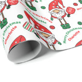 Aangepaste tekst Pickleball Merry KerstmisWrapp Cadeaupapier (Rol Hoek)