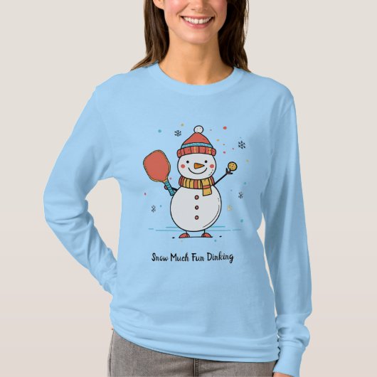Aangepaste tekst Pickleball Snowman Cheer T-shirt (Voorkant)