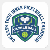 Aangepaste tekst Pickleball Vierkante Sticker (Voorkant)