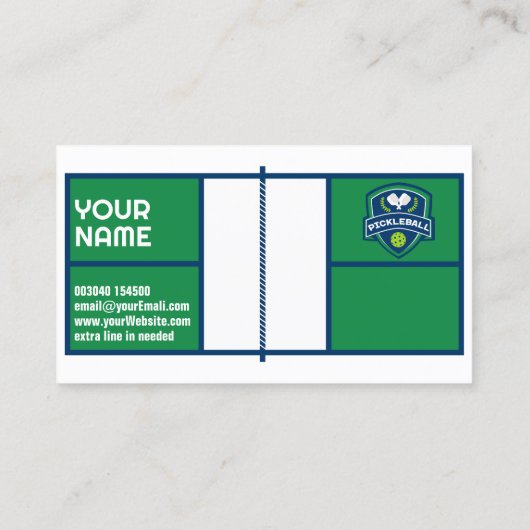 Aangepaste tekst Pickleball wit en groen Visitekaartje (Achterkant)
