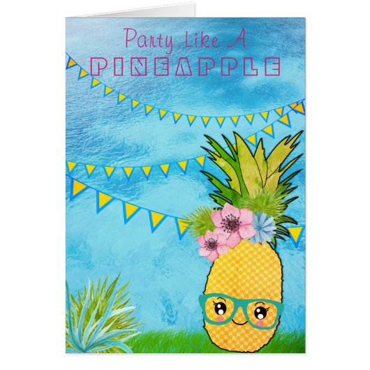 Aangepaste tekst / Pineappel Kawaii Summer Beach (Voorkant)