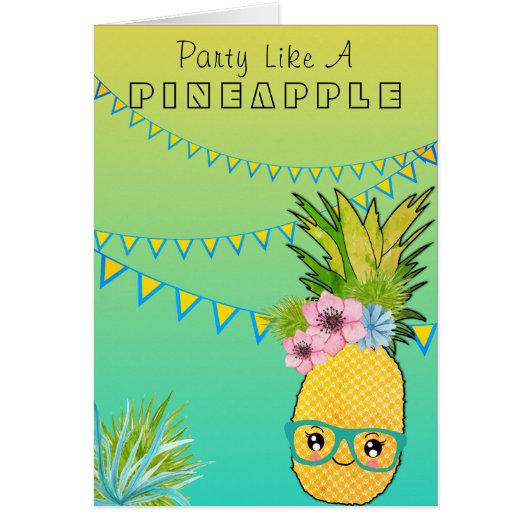 Aangepaste tekst / Pineappel Kawaii Summer Beach (Voorkant)