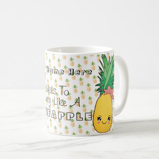 Aangepaste tekst / Pineappel Kawaii Summer Koffiemok (Voorkant rechts)