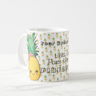 Aangepaste tekst / Pineappel Kawaii Summer Koffiemok