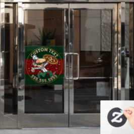 AANGEPASTE TEKST Pizza levering Pizzeria teken Raamsticker