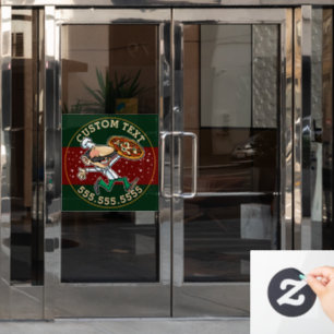 AANGEPASTE TEKST Pizza levering Pizzeria teken Raamsticker