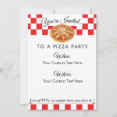 Aangepaste tekst Pizza Party|Leuk Rood Wit Checker Kaart (Voorkant)