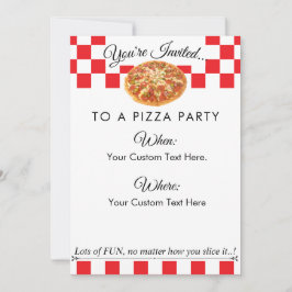Aangepaste tekst Pizza Party|Leuk Rood Wit Checker Kaart